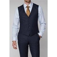 Racing Green Tailored Fit Single Breasted Navy Texture Waistcoat