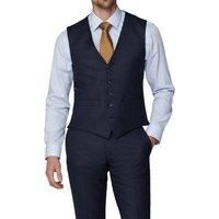 Racing Green Tailored Fit Single Breasted Navy Texture Waistcoat