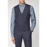 Ben Sherman Tailored Fit Blue with Mustard Shadow Check Waistcoat
