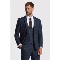 Marc Darcy Tailored Fit Jenson Navy Blue Check Men's Suit Jacket