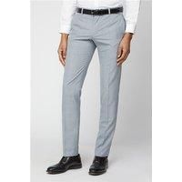 Ben Sherman Light Grey and Blue Check Skinny Fit Men's Suit Trousers
