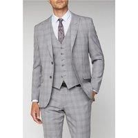 Racing Green Light Grey & Pink Checked Tailored Fit Men's Suit Jacket -