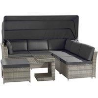 Garden Gear Rattan Furniture Daybed & Table Set Canopy Outdoor Sofa Patio Seater