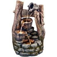 Garden Gear Serenity Double Bucket Wishing Well Water Feature, Brown