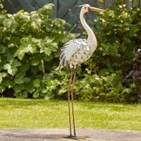 Garden Gear Metal Heron Ornament, Bird Statue, Outdoor Painted Sculpture for Pathways, Patios & Borders, Height 86.5cm