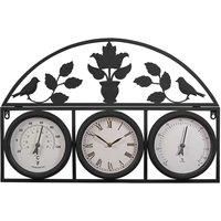 Garden Gear Outdoor Wall Clock and Weather Station - Black