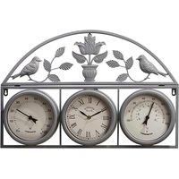 Garden Gear Outdoor Wall Clock and Weather Station - Grey
