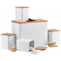 Cooks Professional 5-piece Kitchen Set With Bamboo Lids White