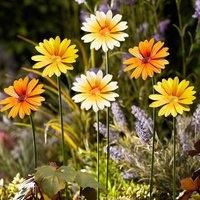 Garden Gear Metal Daisy Stake Set of 6 Iron Decoration Outdoor 58cm Ornament NEW