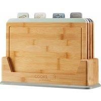 Cooks Professional Bamboo Index Chopping Board Set Kitchen Cutting Worktop Saver