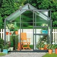 Walk In Greenhouse 6x4' Polycarbonate Aluminium Frame Steel Base Garden Grow