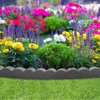 Garden Gear Flexi Curve Border Scallop Flexible Edging Stone Effect Eco Friendly Recycled Rubber Small Brick Edging in Grey (Grey x4)