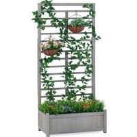 Garden Gear Raised Wooden Planter With Climbing Trellis, Grey