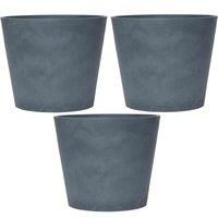 Garden Gear Dark Grey Large Stone Effect Planters 1.3kg Flower Pot 25.5cm Height