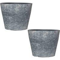 Garden Gear Lily White / Grey Stone-Effect UV Planters Flower Pot 29cm Height