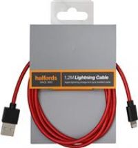 Halfords 1.2M Lightning Cable Black/Red