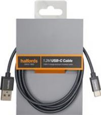 Halfords Type C Cable 1.2M - Charcoal