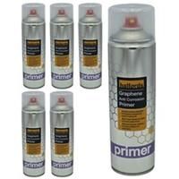 6 x Halfords Graphene Anti Corrosion Primer Grey 500ml Aerosol Spray Steel Alumi