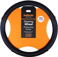 Halfords Black With Blue Edging Steering Wheel Cover