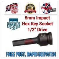 5mm HALFORDS ADVANCED 1/2 Drive Impact Hex Key Socket Tool *FREE RAPID POST*