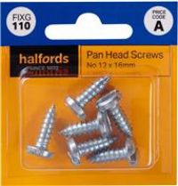 Halfords Pan Head Screws No12 X 16Mm (Fixg110)