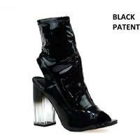Womens Fashion Boots-Transparent Block High Heel Stylish Open Back Design Shoes