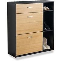 Heritage Black & Oak Shoe Storage Cabinet!