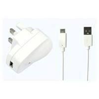 Tesco 2.4A Mains Home Charger Plug With USB-C Phone Charger Cable 1M - White A