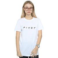 Friends Pivot Logo Cotton Boyfriend T-Shirt In White
