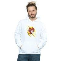 DC Comics Men's The Flash Lightning Portrait Hoodie in White | Size: 2XL