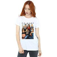 Friends Group Photo Window Cotton Boyfriend T-Shirt In White