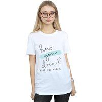 Friends How You Doin£ Handwriting Cotton Boyfriend T-Shirt In White