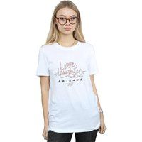 Friends Love Laughter Cotton Boyfriend T-Shirt In White
