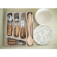 KitchenCraft Natural Elements Cutlery Organiser Tray, Bamboo Fibre, Putty Grey, 33 x 25.5 x 5 cm
