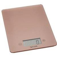 Taylor Pro Digital Kitchen Food Scales with Ultra Thin Design, Compact Professional Standard Tare Feature with Precision Accuracy, Rose Gold And Glass, 5 kg/11 lbs Capacity