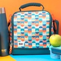BUILT Insulated Lunch Bag with /'The Retro/' Design, Polyester, Teal, 18.5 x 24 x 26 cm