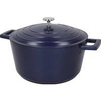 MasterClass MCMCRD24BLU Lightweight Casserole Dish with Lid, Induction Hob/Oven Safe Cast Aluminium, Metallic Blue