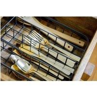 KitchenCraft Living Nostalgia Wire Cutlery Organiser Tray, 5 Section Cutlery Drawer Organiser 36 x 26.5 x 5 cm, Black
