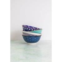 KitchenCraft Glazed Stoneware Bowl Set of 4, Red and Blue Hues, 15.5 x 7.5 cm, Gift Boxed