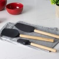 KitchenAid Silicone Tipped Bamboo Baking Utensils (3 Piece Set), Safe on All Cookware, KQG654OHBBE, DX333