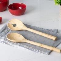 KitchenAid Salad Serving Set (2 Piece Set), Bamboo, Length: 30 cm, Wooden Spoon and Fork, KQG607OHBBE, DX325