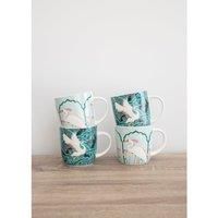 KitchenCraft Lots Of Mugs & Kisses Tea Exotic Crane Set Of 4 Coffee Barrel Cups