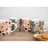 Kitchencraft Terrazzo Floral Set Of 4 Barrel Mugs