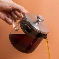 La Cafetière Loose Leaf 2-Cup/550ml Teapot with Lid, Heat-Resistant Glass Tea Infuser with Built-in Stainless Steel Filter for Tea Leaves and Ground Coffee Infusions