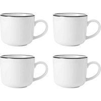 Mikasa Limestone Porcelain Mug Set, 4X Porcelain Mugs with Black Rim for Tea and Coffee, 360ml| Gift Boxed & Dishwasher Safe