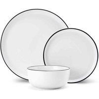 Mikasa Limestone 12pc Porcelain Dinner Set, White Dinner Service for 4 with Dinner Plates, Side Plates & Bowls | Gift Boxed & Dishwasher Safe