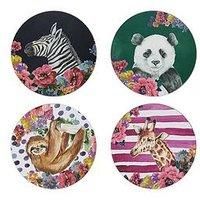 Mikasa Jungle Animal Design Set Four Colourful Coasters Coffee Table Accessories