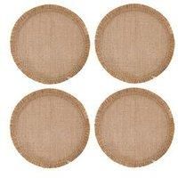 Mikasa 4pc Hessian Round Woven Placemats, Natural, 38cm, Tagged, Beige
