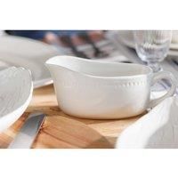 Mikasa Cranborne Stoneware Gravy Boat, Cream, 300ml Sauce Boat for Gravy, Sauces and Custard - Perfect for Sunday Dinner, Dishwasher and Microwave Safe