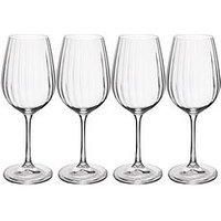 MIKASA Treviso Crystal White Wine Glasses, 350ml, Set of 4 Lead-Free, Clear Fine Glasses with Rippled Effect for Celebrations